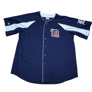 Majestic Mens Jersey Size XL Detroit Tigers MLB Baseball Embroidered Logos Navy‎